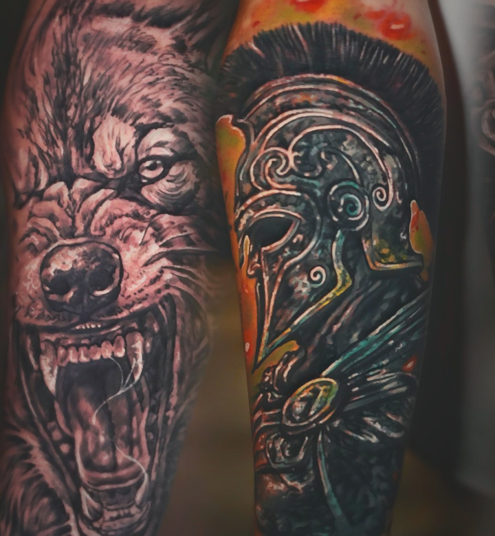 Lobo & Espartano — Marco Salinas en Abyss Tattoo Studio
