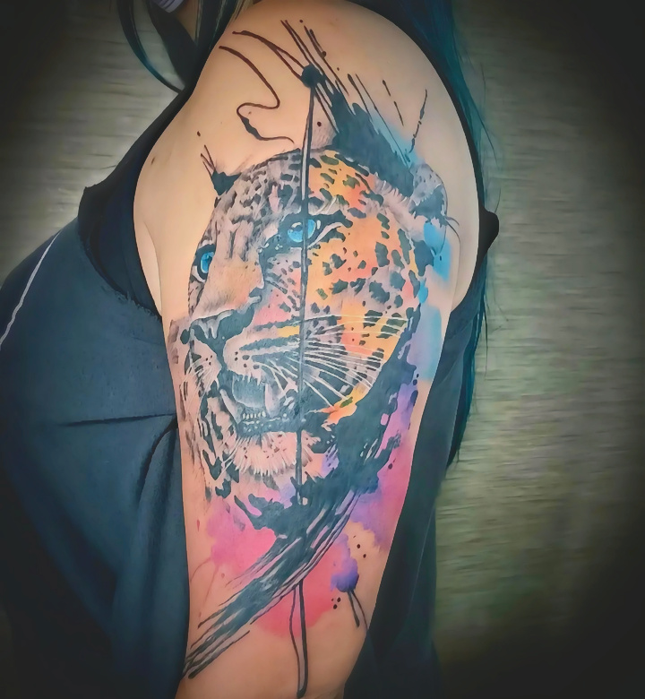 Jaguar Acuarela — Marco Salinas en Abyss Tattoo Studio