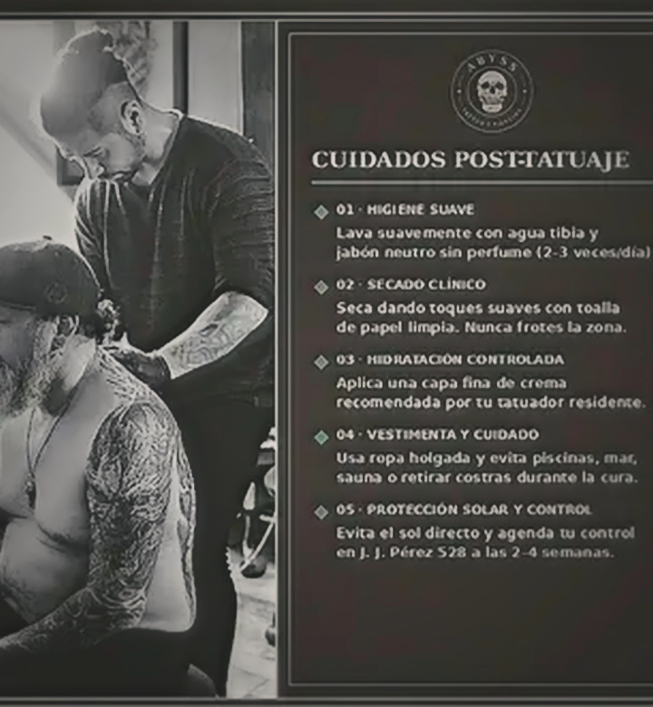 Protocolo Clínico de Cuidados Posteriores — Abyss Studio en Abyss Tattoo Studio